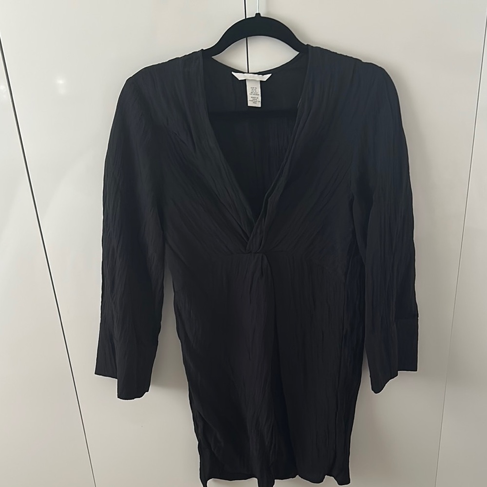 H&M Black V-Neck Long Sleeve Sweater Dress